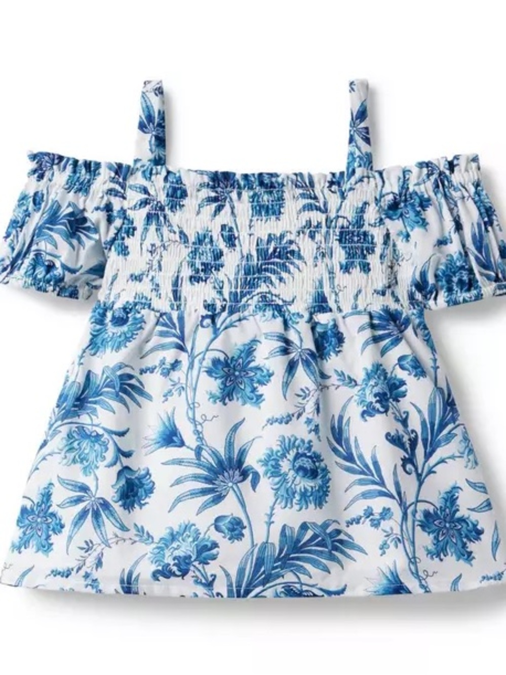 Janie and Jack Floral Smocked Cold Shoulder Top 2T